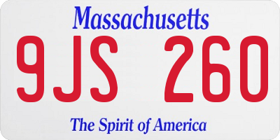 MA license plate 9JS260