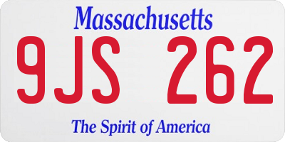 MA license plate 9JS262
