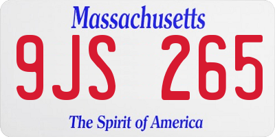 MA license plate 9JS265