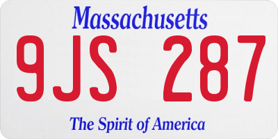 MA license plate 9JS287