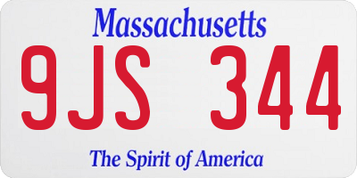 MA license plate 9JS344