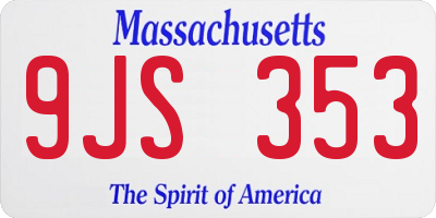MA license plate 9JS353