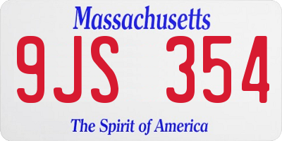 MA license plate 9JS354