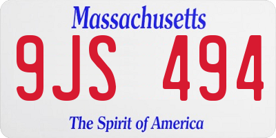 MA license plate 9JS494