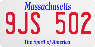 MA license plate 9JS502