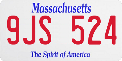MA license plate 9JS524