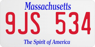 MA license plate 9JS534