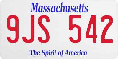 MA license plate 9JS542