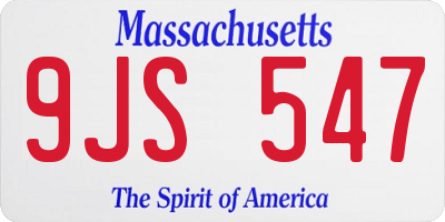 MA license plate 9JS547
