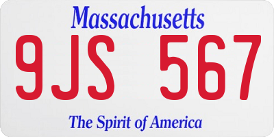 MA license plate 9JS567
