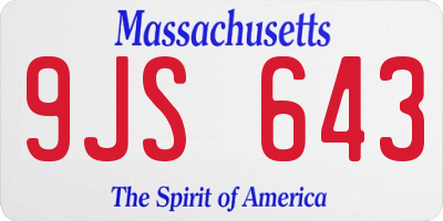 MA license plate 9JS643
