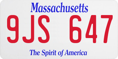 MA license plate 9JS647