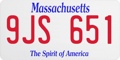 MA license plate 9JS651