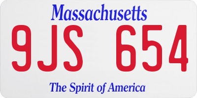 MA license plate 9JS654