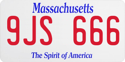 MA license plate 9JS666