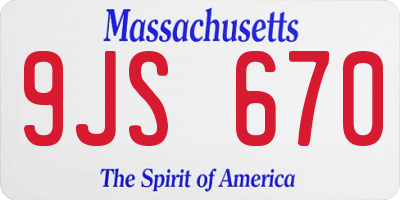 MA license plate 9JS670