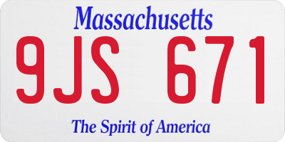 MA license plate 9JS671