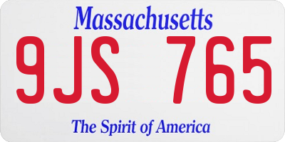 MA license plate 9JS765