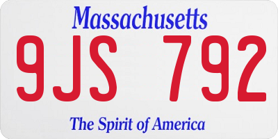 MA license plate 9JS792