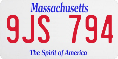 MA license plate 9JS794