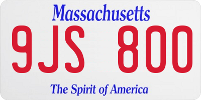 MA license plate 9JS800