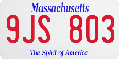 MA license plate 9JS803