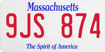 MA license plate 9JS874