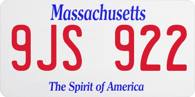 MA license plate 9JS922