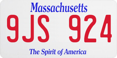 MA license plate 9JS924