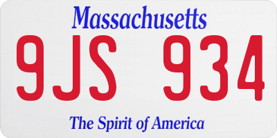 MA license plate 9JS934