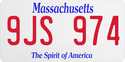 MA license plate 9JS974