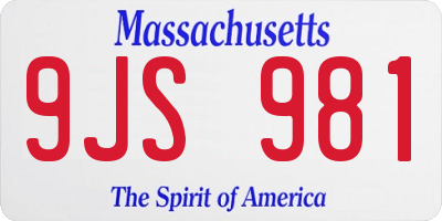 MA license plate 9JS981