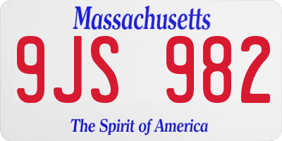 MA license plate 9JS982