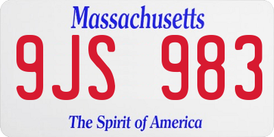 MA license plate 9JS983