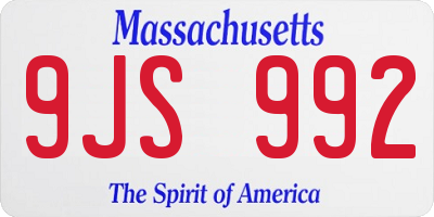 MA license plate 9JS992