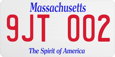 MA license plate 9JT002