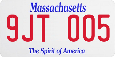 MA license plate 9JT005