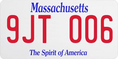 MA license plate 9JT006