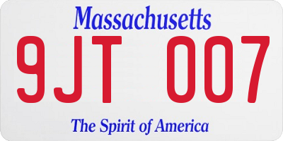 MA license plate 9JT007