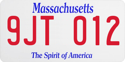 MA license plate 9JT012