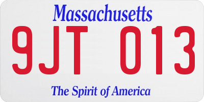 MA license plate 9JT013