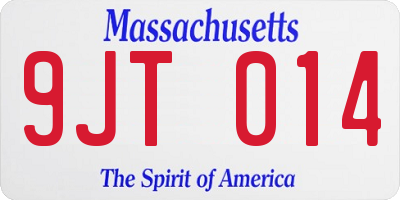 MA license plate 9JT014