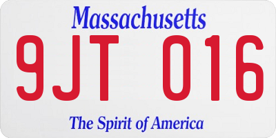 MA license plate 9JT016