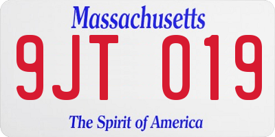 MA license plate 9JT019