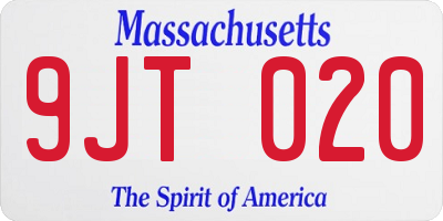 MA license plate 9JT020
