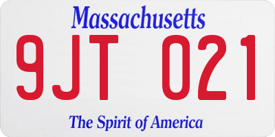 MA license plate 9JT021