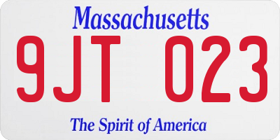 MA license plate 9JT023