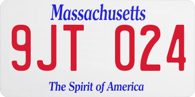 MA license plate 9JT024