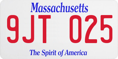MA license plate 9JT025