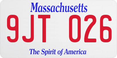 MA license plate 9JT026